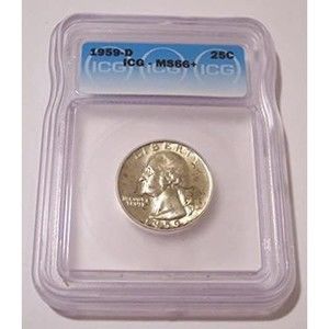 1959 D Washington Quarter Unc MS66+ ICG Toning